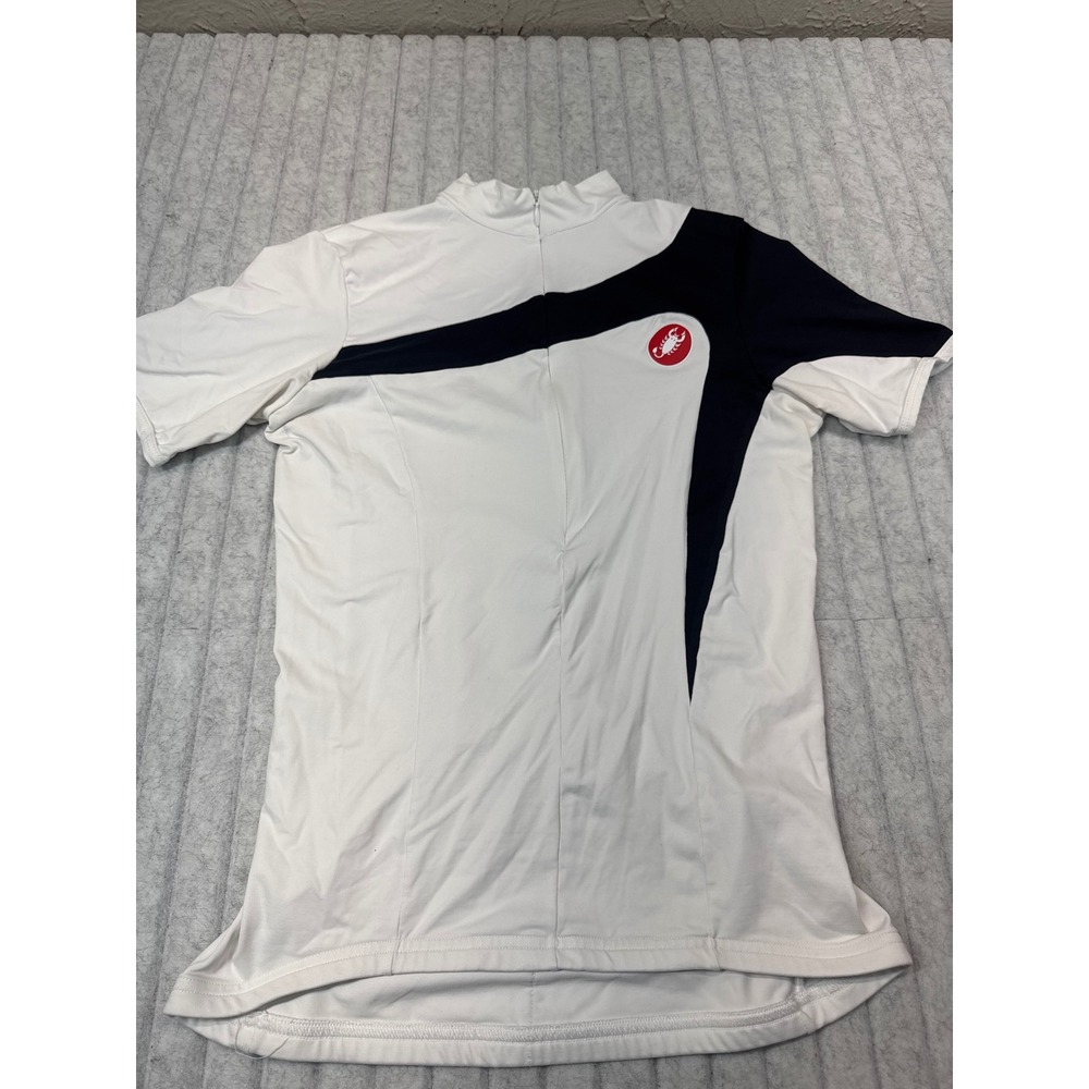 Castelli Mens White Black Short Sleeve Quarter Zip Cycling Jersey Large